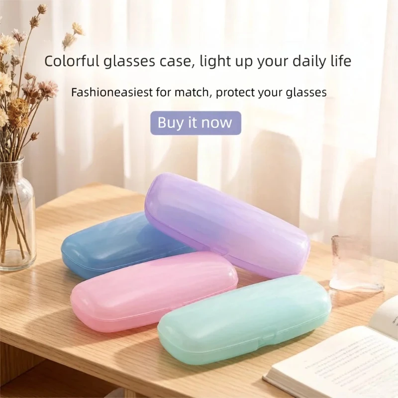 Plastic eyeglass case, portable reading glasses case, transparent plastic myopia glasses case, flip-top logo storage box