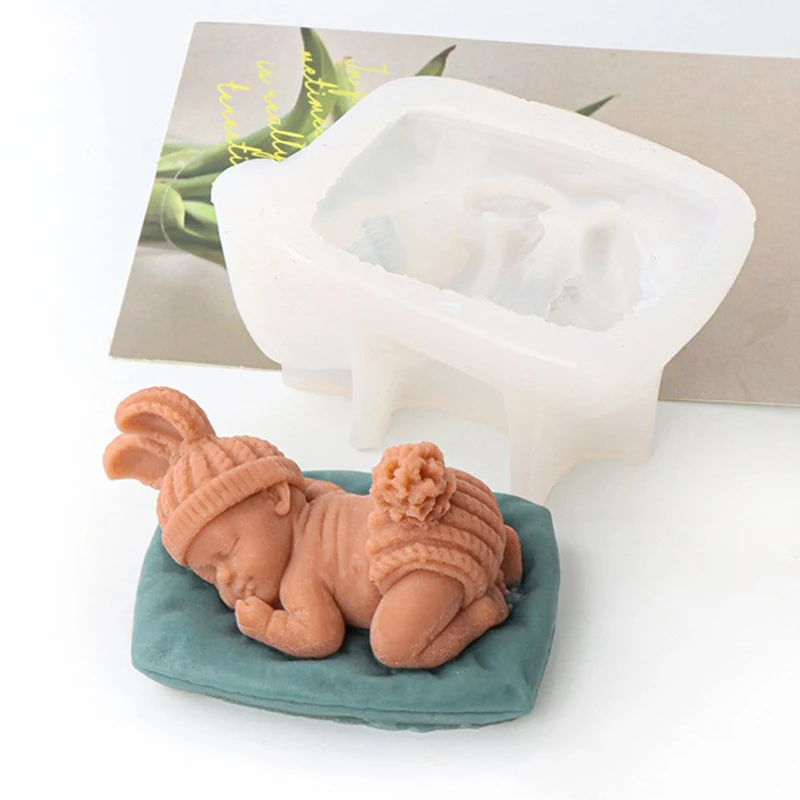 3D Baby Sleeping Shape Silicone Mold Kitchen DIY Fondant Cake Baking Chocolate Mold Handmade Soap Candle Plaster Resin Clay Tool