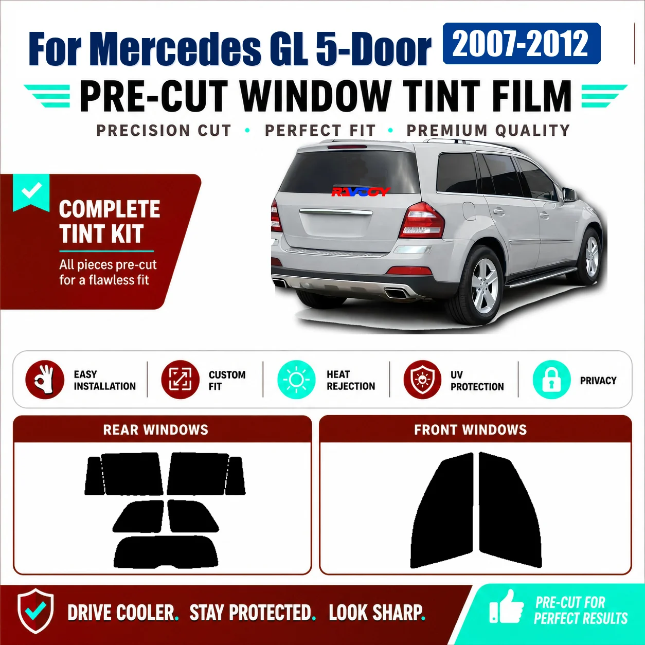 for-mercedes-gl-5-door-2007-2012-tailored-front-rear-side-window-sun-shade-film-vehicle-sun-shade