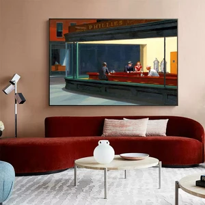 إدوارد هوبر - ملصق ماجستير آرت واقعي مشهور ، لوحة قماشية ، صقور الليل ، منظر طبيعي للحياة ، فن جداري ، غرفة معيشة ، ديكور منزلي أفضل 6 نسخ طبق الأصل لمبيعات الإطارات الشهيرة - No4