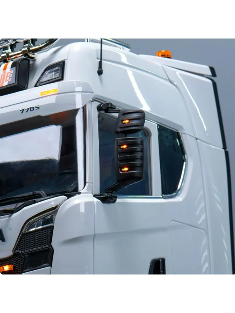 RC 1/14 Simulierter Rückspiegel mit Licht für Tamiya Muldenkipper für SCANIA MAN VOLVO LKW Tripper DIY-Teile – Detail 4