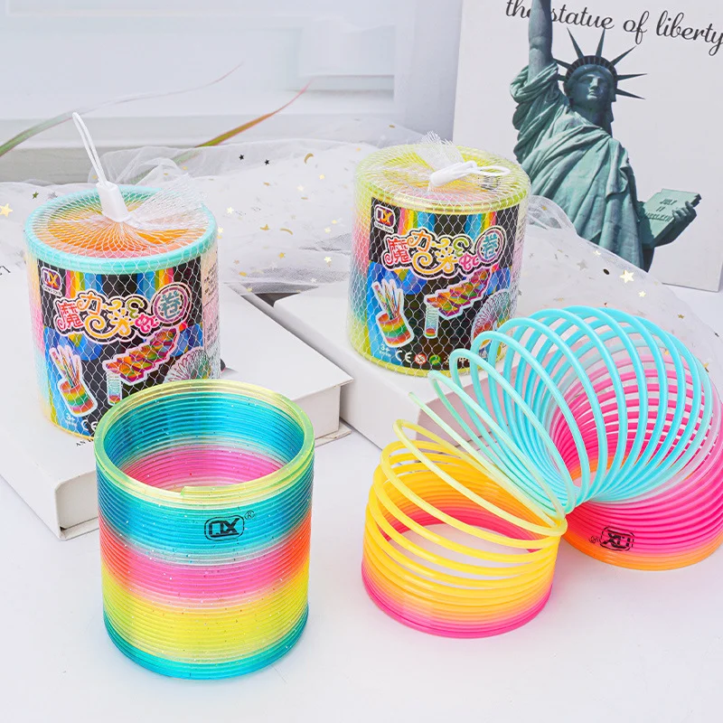 Rainbow Magnic Spring for Children, Plastic Coil, Educational Toys, Playing in House, Indoor and Outdoor, Party Favors Gifts