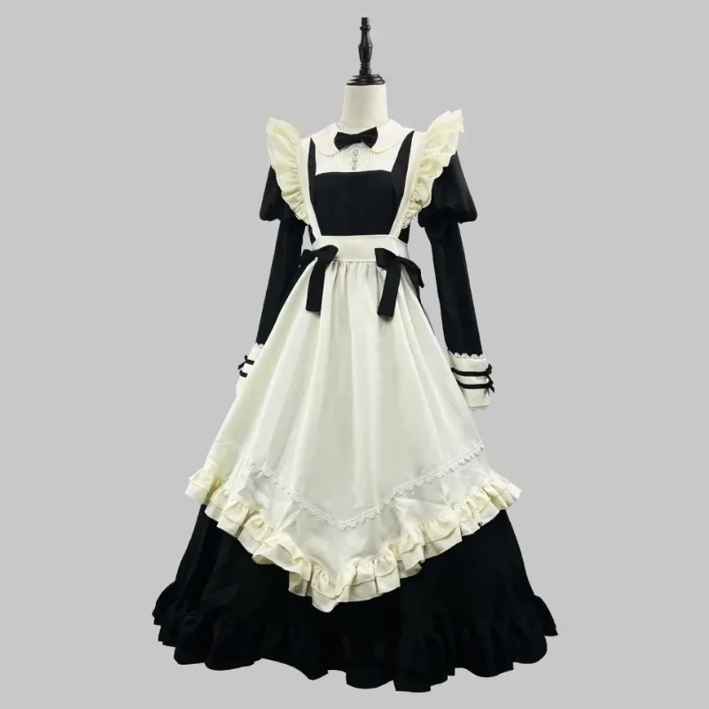 New Plus Size S-5XL Lolita Black Long-sleeved Maid Dress Cosplay Costume Girl Woman Anime  Maid Suit Maid Party Stage Outfits