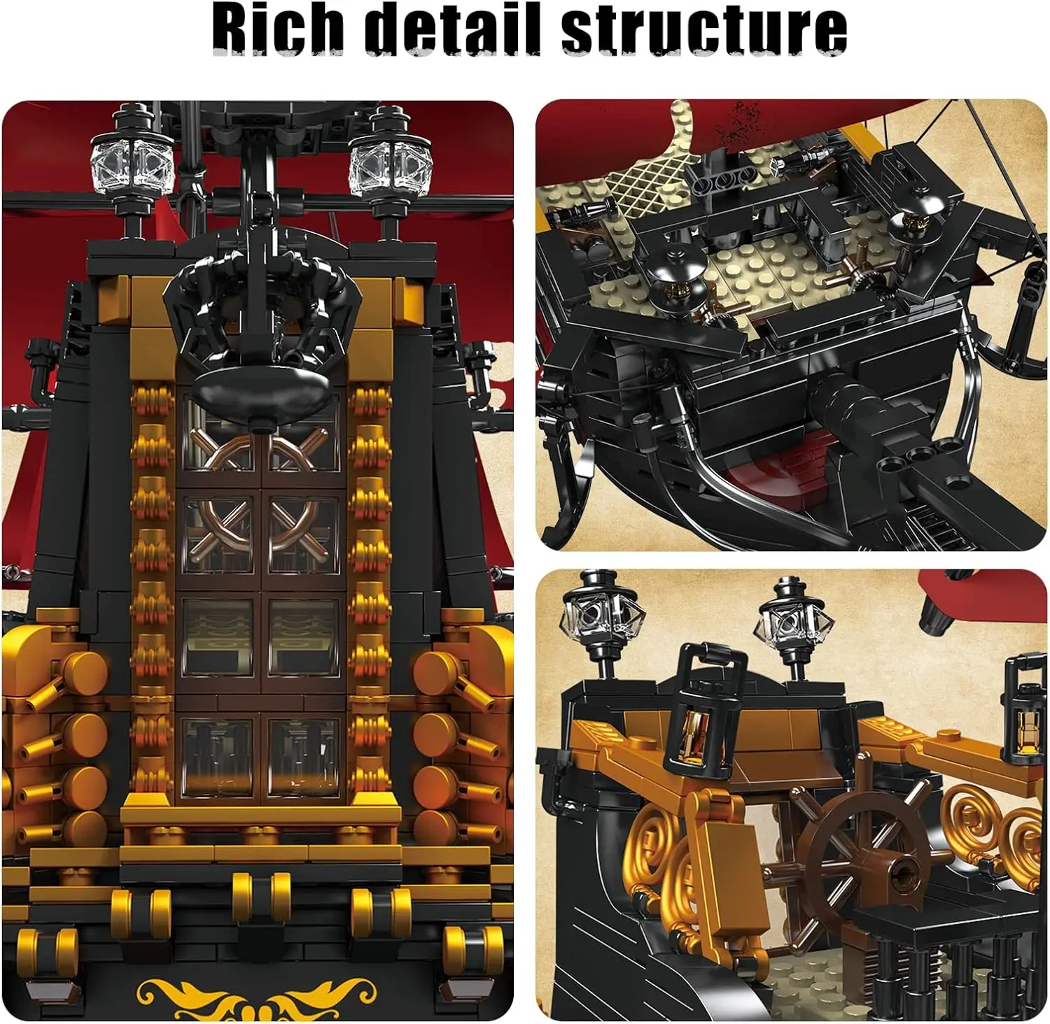 13109 Kit de blocs de construction de modèle de bateau pirate de la vengeance de la reine Anna, ensembles de construction de navire pirate MOC, grand ensemble rouge de 3139 pièces pour K