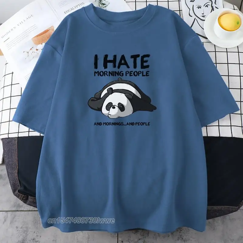 Lazy Panda I Hate Morning People Anime Print Female/Male T-Shirt O-Neck Loose Tops Casual Style T-Shirts Men/Women T Shirts