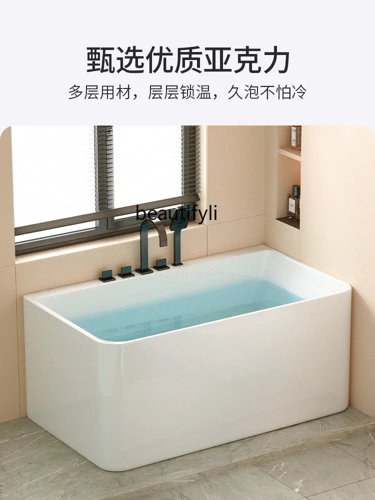 

xz1Square bathroom household adult acrylic thin edge thermal insulation deep bubble bathtub non-folding