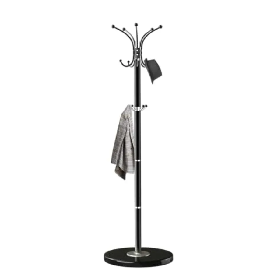 

Coat Rack with Natural Marble Base Metal Freestanding Coat Racks with 14 Hooks 360°Rotary Coat Rack Stand for Hanging Scarf Bag