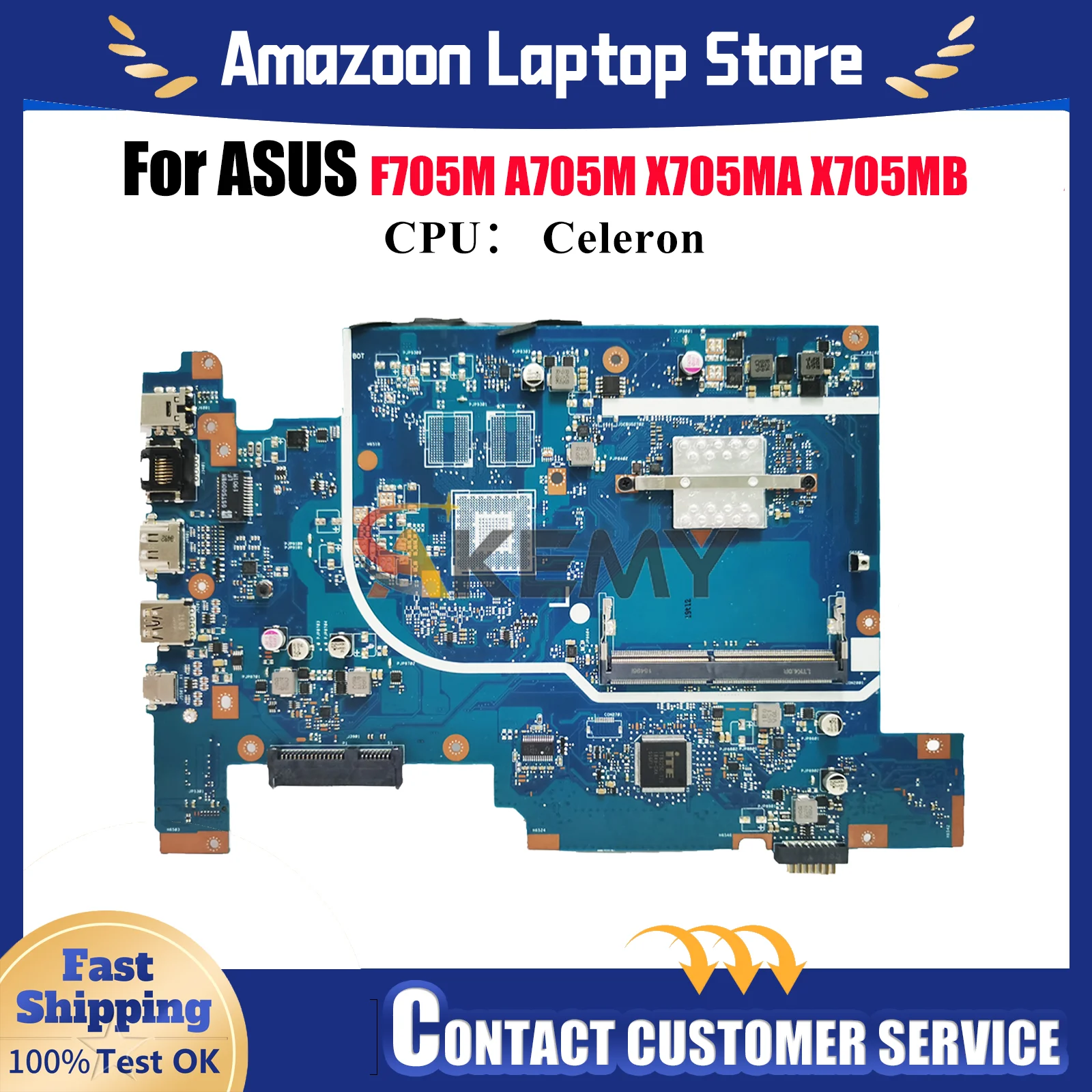 

X705MA Laptop Motherboard For ASUS VivoBook F705M X705MB A705M X705MA X705M Mainboard With Celeron CPU 100% tests OK fast ship