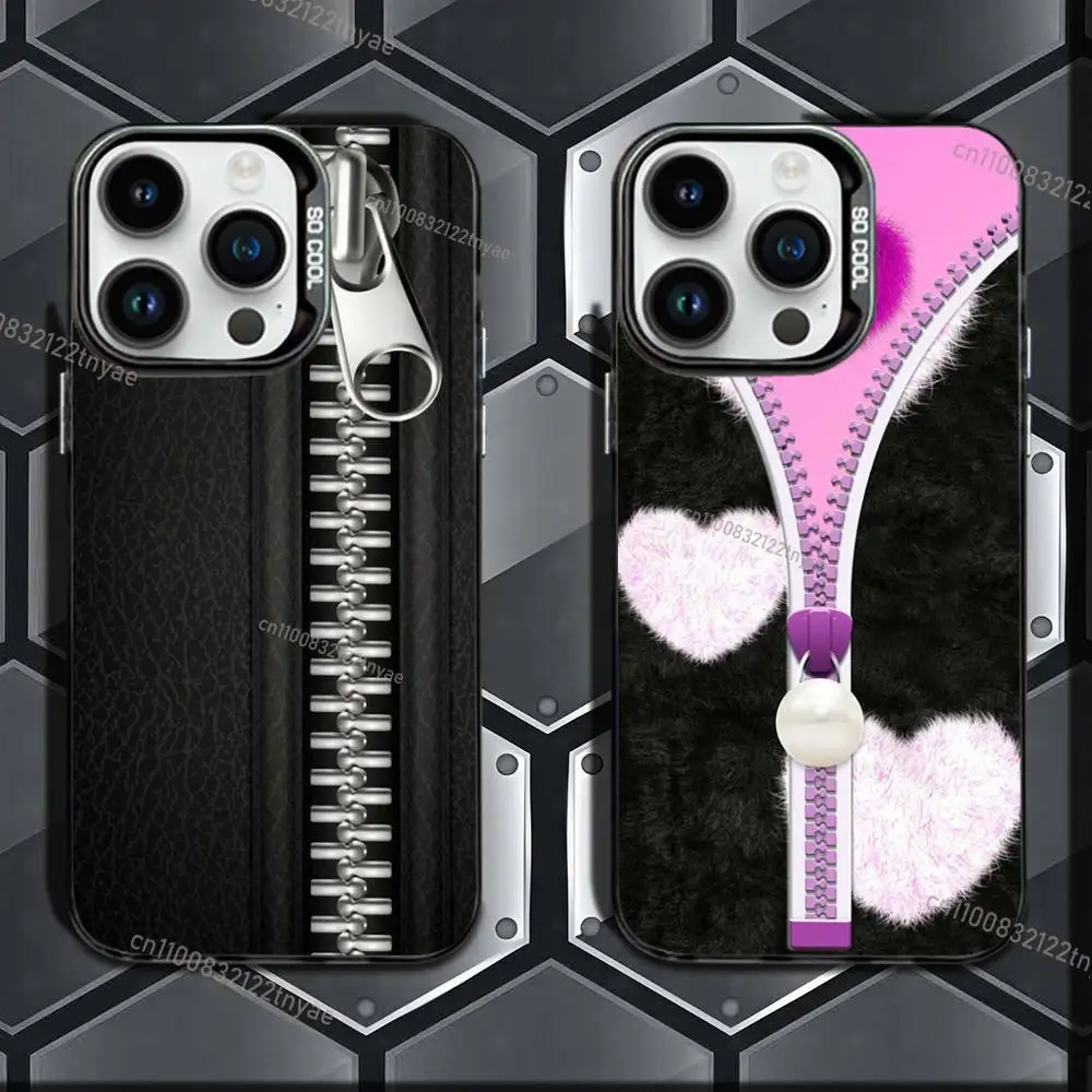 

Creative and fun zippers Phone Case For iPhone 17,16e,16,ProMax,15,14,Plus,13,12,Mini,11,Pro Matte Colored Silver Luxury Cover