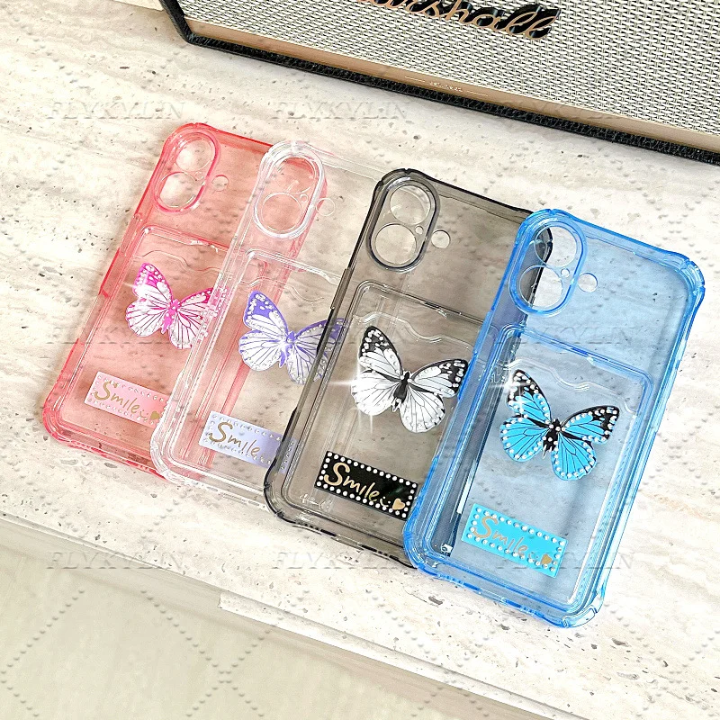 Vlinder Kaart Stijl Telefoon Case Voor POCO X7 X6 X5 Pro X3 NFC Xiaomi 14T 13T 12T 12 11 Lite Schokbestendig Transparante Kaart Tas
