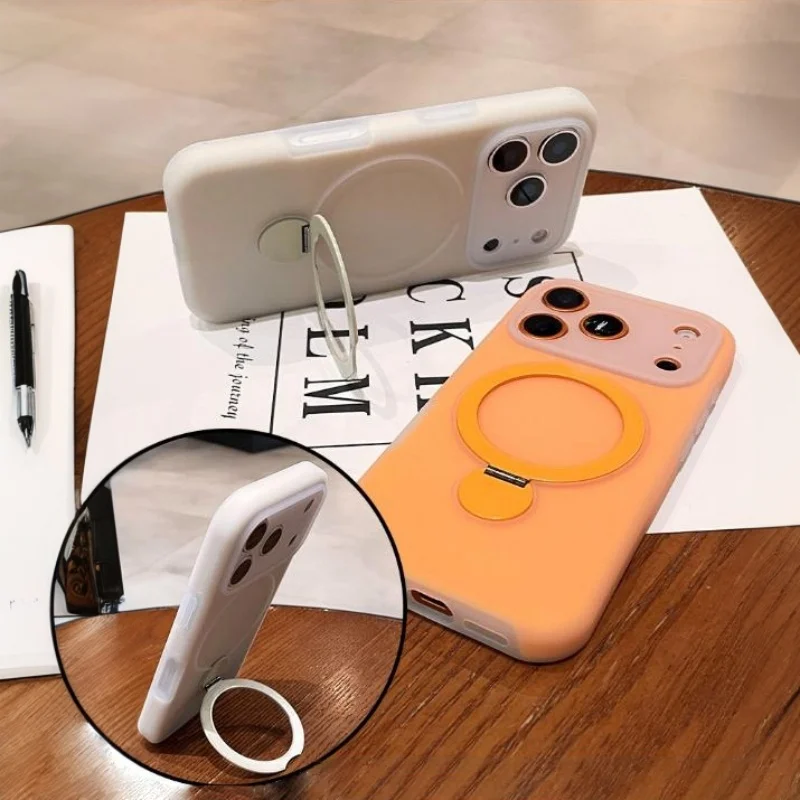 Jelly Soft Silicone Magnetic For Magsafe Phone Case For iPhone 17 18 16 15 14 Pro Max Ring Stand Holder Shockproof Bumper Cover view 3