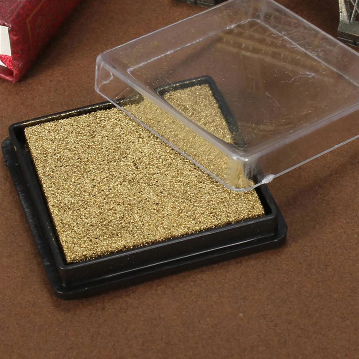Compact 8X Ink Pad Stamp Pad For Wedding Letter Document Gold