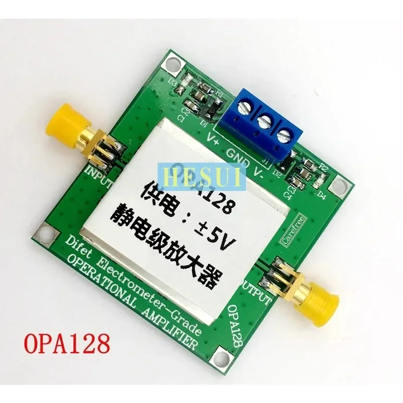 OPA128 electrometer stage operational amplifier low bias offset 110dB gain high stopband shielding