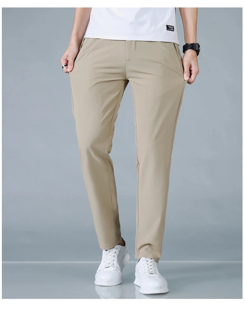Herren Freizeithosen Korea Mode Sommer Slim Fit Hosen Hochwertige Elastische Taille Gerade Golf Sporthosen Herrenbekleidung – Detail 14