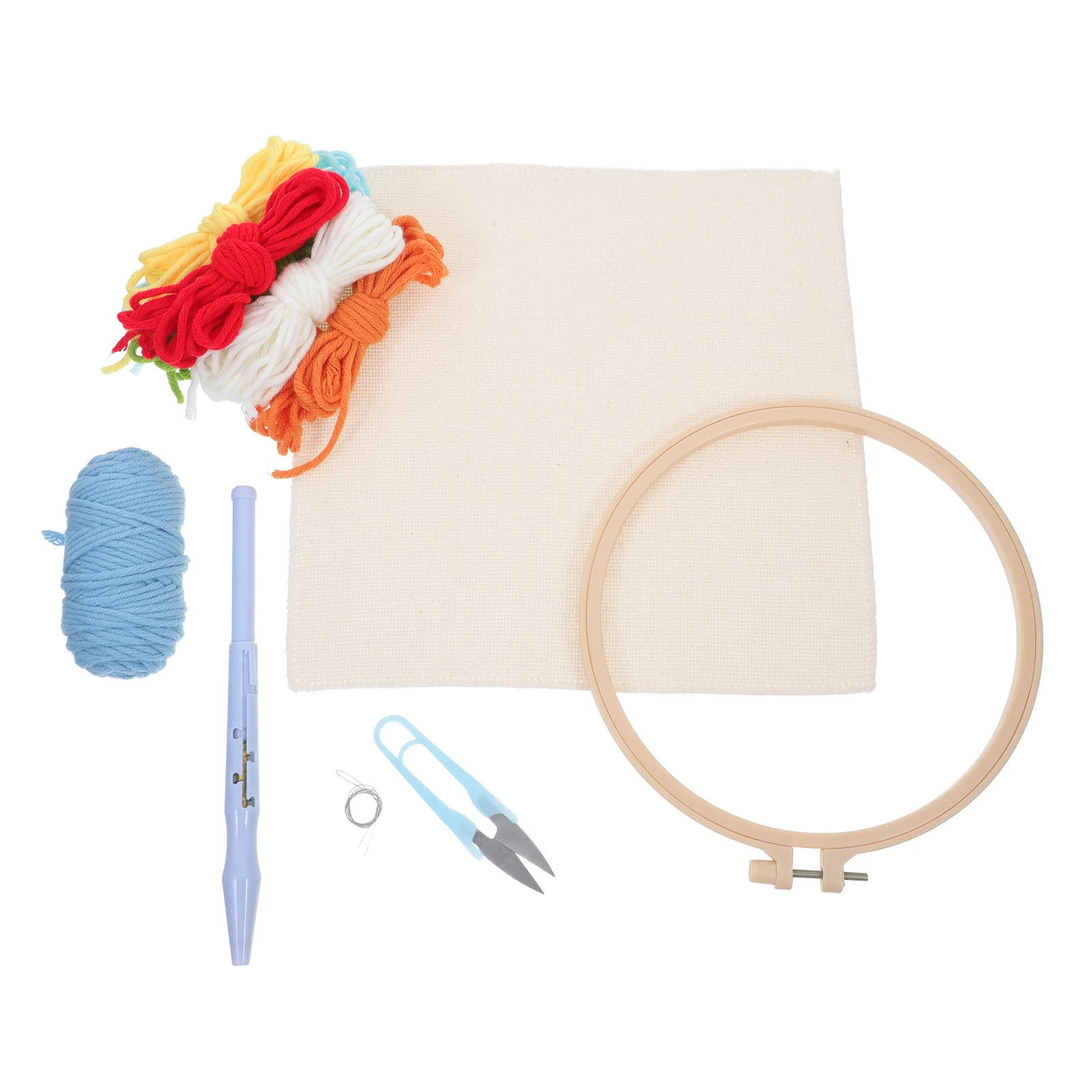 

Punch Embroidery Kit Cross Stitch Tools DIY Wool Threads Cartoon Pattern Decorative Frame Set for Beginners Kids Craft