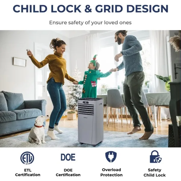 COSTWAY Portable Air Conditioner, 8000BTU Air Cooler with Drying, Fan, Sleep Mode, 2 Speeds, 24H Timer Function, Remote Control