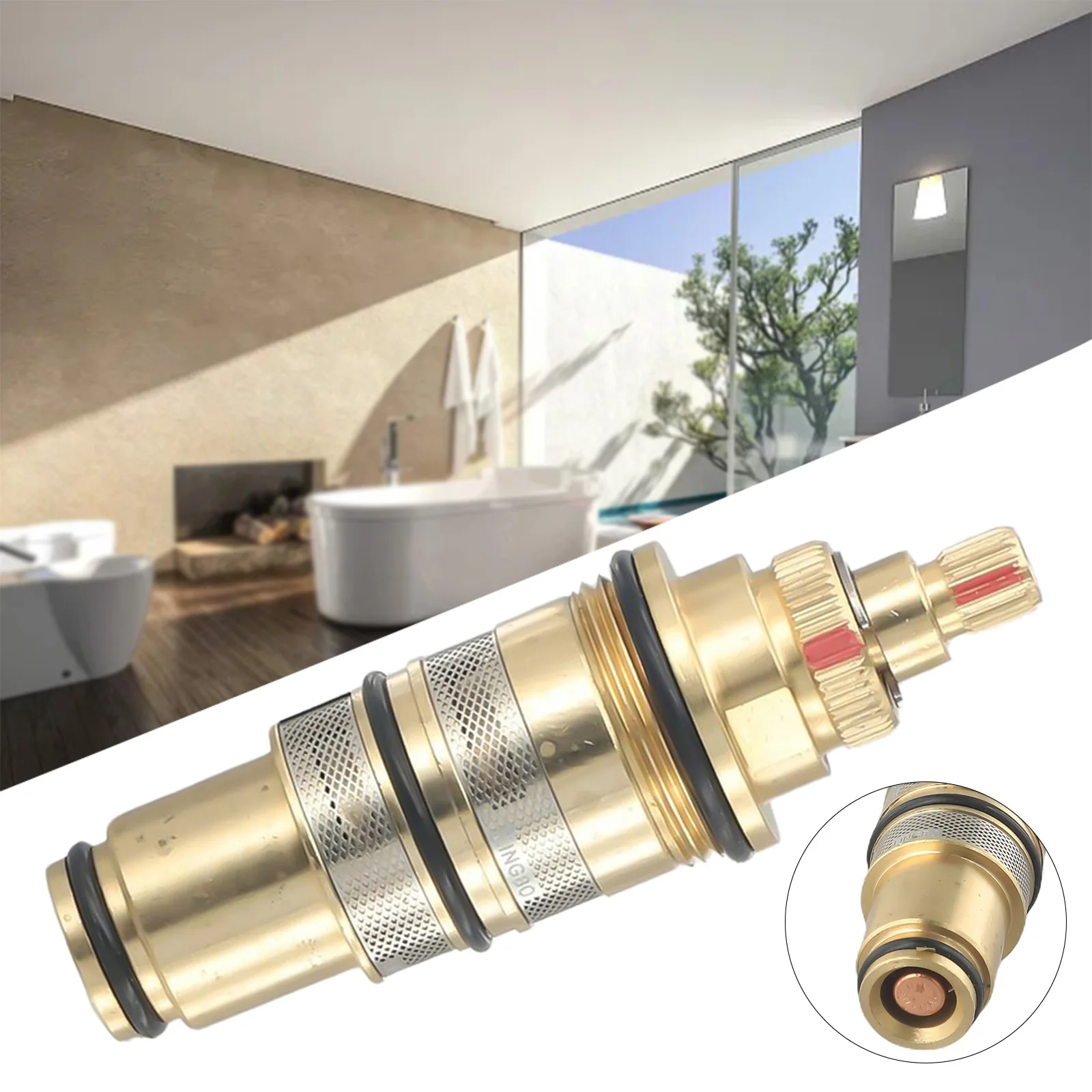 1pcs Brass Thermostatic Cartridge Temperature Control Valve Shower Bar Mixing Universal Faucet Bathroom For Home Renovation