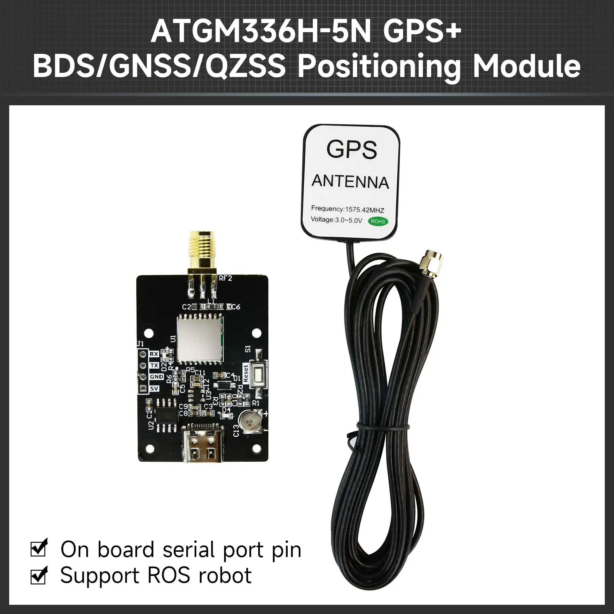 GPS Module Receiver with Antenna USB interface High Sensitivity Navigation Satellite Positioning for Drone and DIY ROS Robot Kit