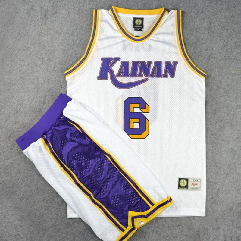 Slam Dunk Kainan High School Basketball Team No.6 Jin Soichiro Cosplay Jersey Sets Top Sport Vest & Shorts