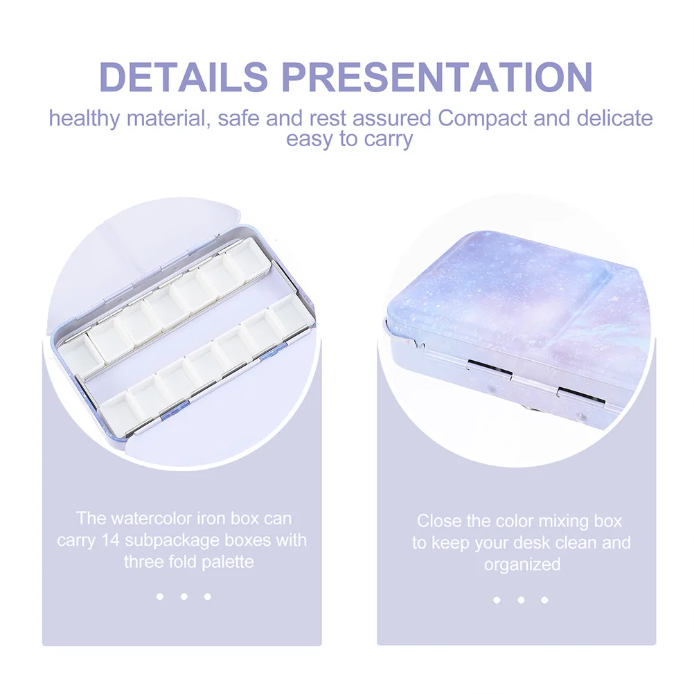 

Watercolor Iron Box Palette Paint Holder Tin Painting Tool Pigment Tray Empty Case Mixing Travel