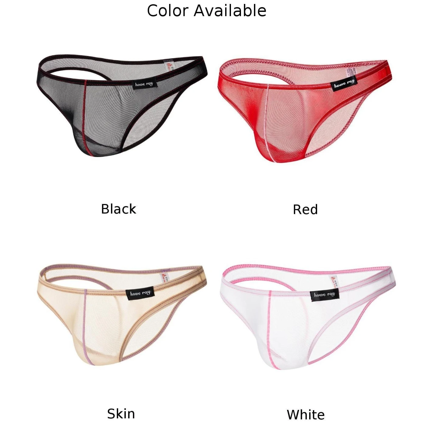 M ~ XL Nylon 4 colori Slip intimo sexy da uomo Intimo Mutande attillate a vita bassa con colori a contrasto