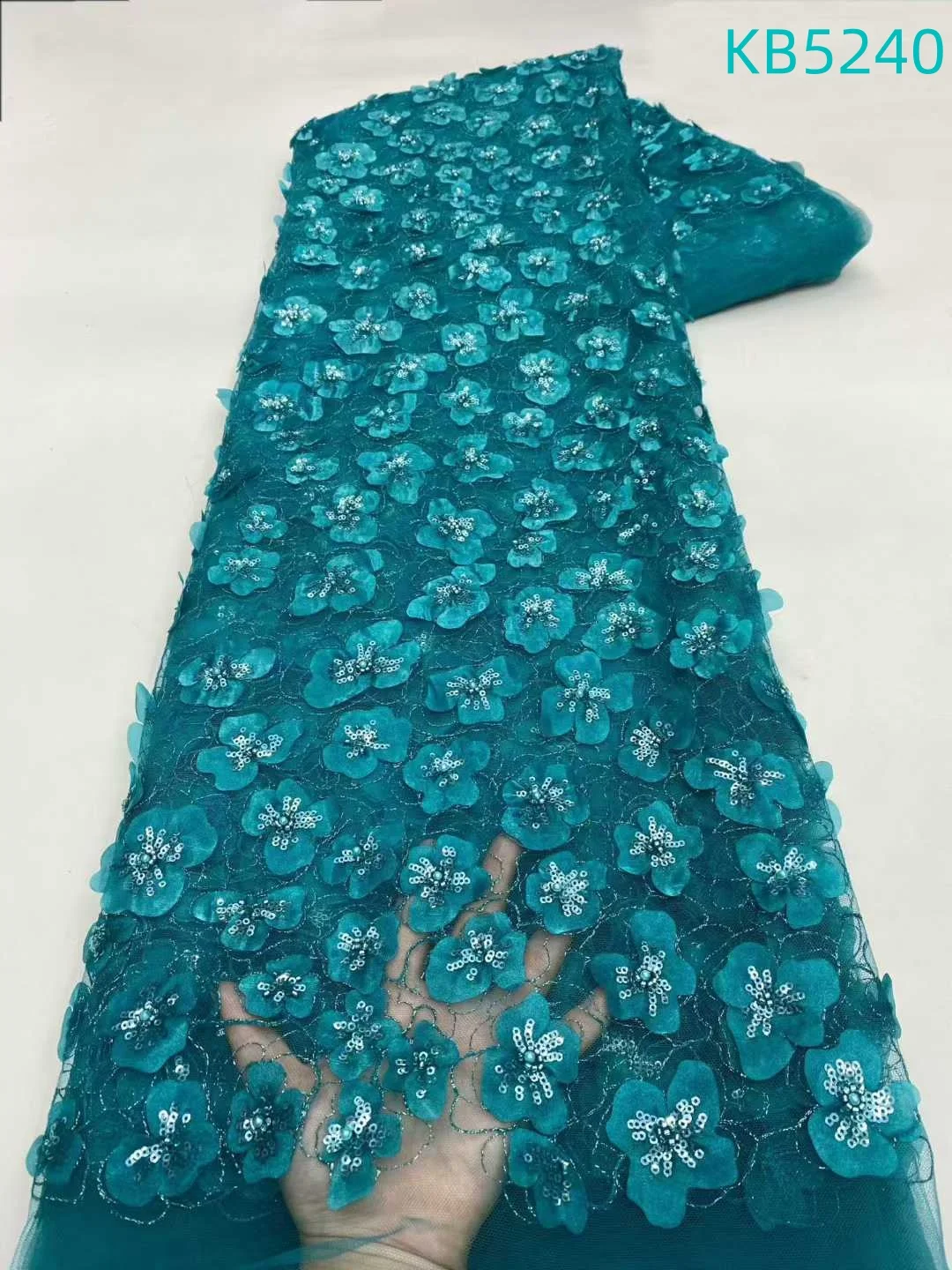 

Nigerian Sequins Party Lace African Beads Lace Fabric 2025 High Quality 5 Yards French Tulle Net Lace Fabric For Sewing KB5240