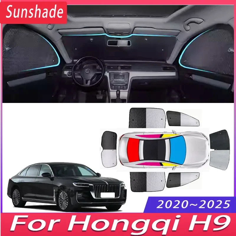 Car Sunshade For Hongqi H9 2020~2025 2021 2022 2023 8X Heat Insulation Sun Protection Sunshade Windshield Visor Car Accessories