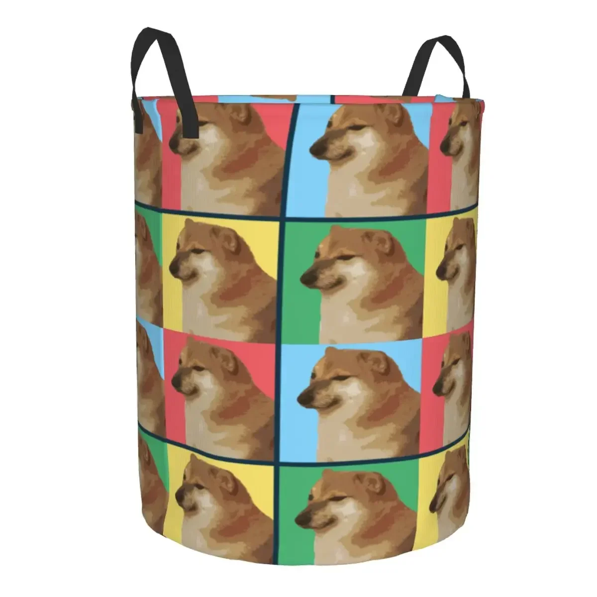 Vaporwave Aesthetic Cheems Laundry Basket Collapsible Large Clothing Storage Bin Shiba Inu Doge Meme Baby Hamper