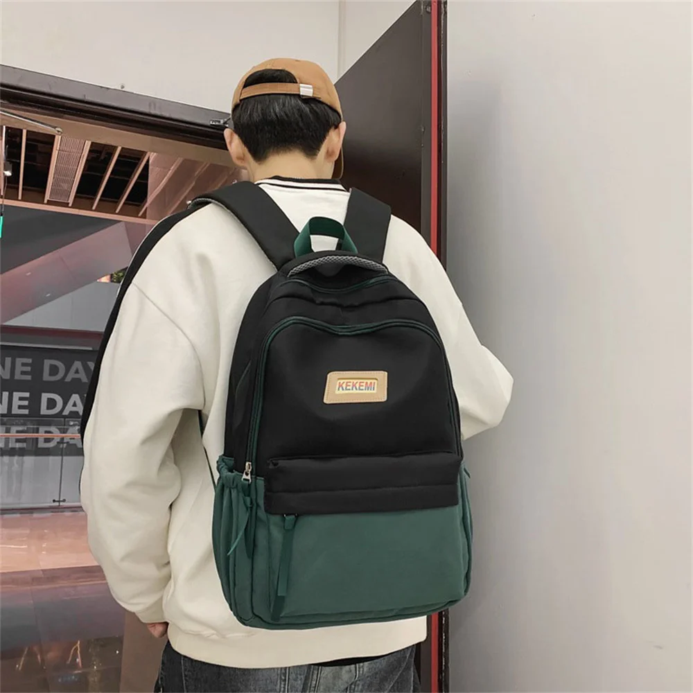 Nieuwe Nylon Eenvoud Grote Capaciteit Unisex Rugzak Junior Middelbare School Student Mode Paar Schooltas Voor Mannen Vrouwen