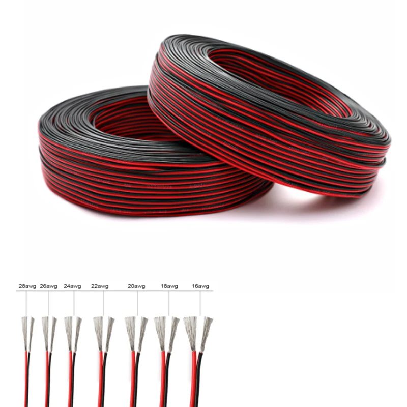 5-15M 28/26/24/22/20/18/16AWG rosso nero cavo elettrico a nastro piatto altoparlante coppers cavi elettronici per auto cavi elettrici