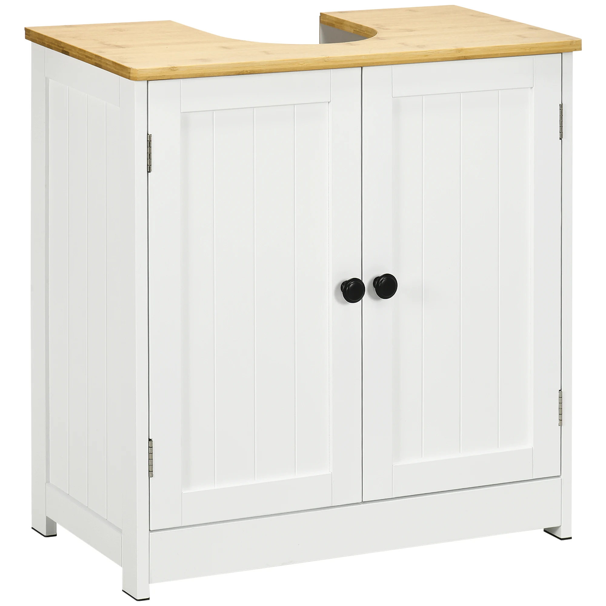 

Kleankin Modern Bathroom under Sink Cabinet, Bathroom Vanity for Wall Mount Sink, Storage Cabinet with Double Doors, White