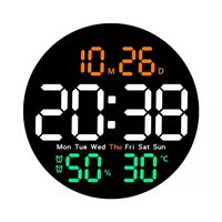 New 10 inch simple living room wall clock with control temperature humidity date week display countdown clock LED alarm clock