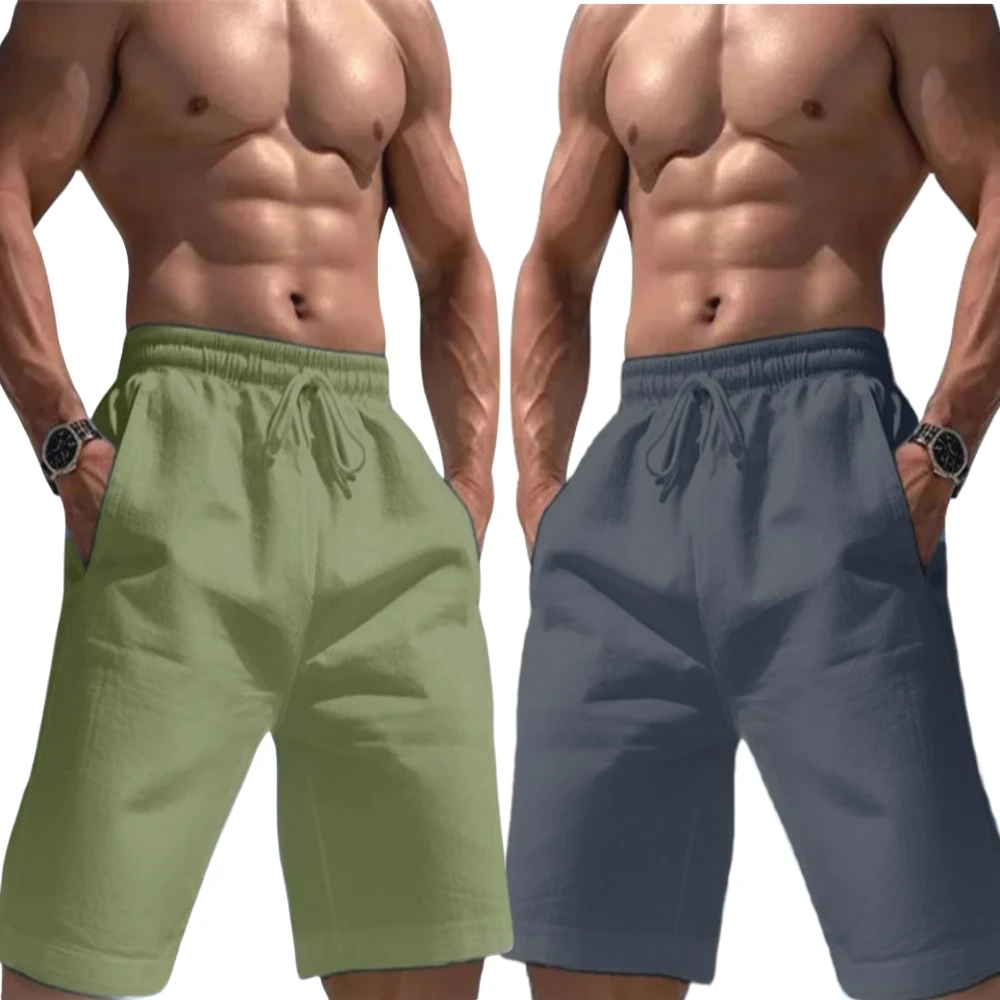 

Men's Linen Cotton Shorts Solid Color Jogging Sweatpants Elastic Waist Shorts for Men Large Lightweight Summer Basketball Shorts