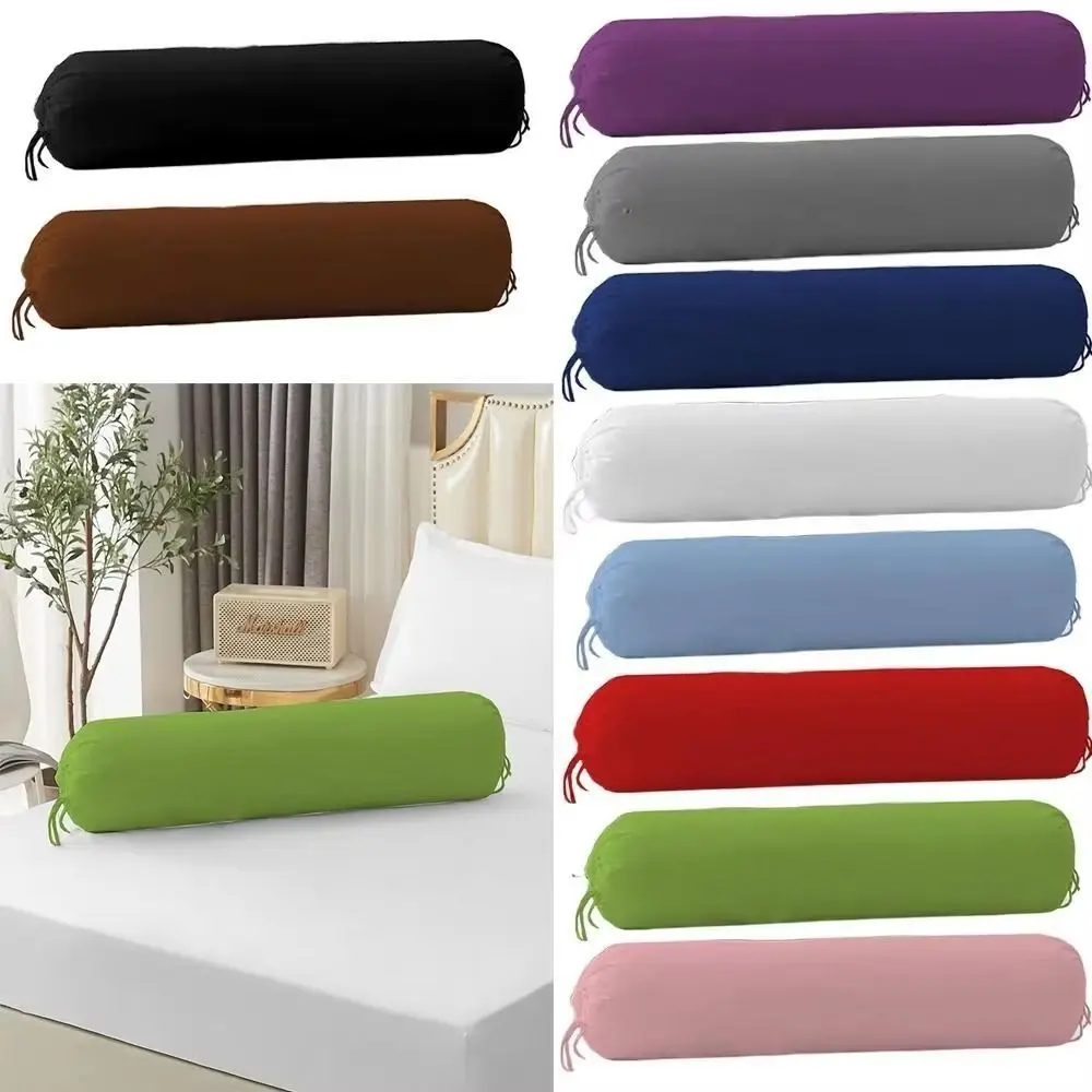 Solid Color Cylindrical Pillowcase Washable Durable Bolster Pillowslip Multicolor Removable Headrest Pillow Cover