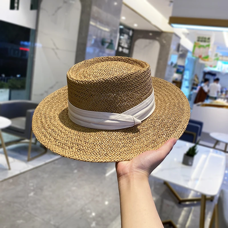 Vacation Trip Beach Hat Summer Net Red British Wind Straw Hat Woman Seaside Play Large Eaves Light Luxury Small Sunshade Hats