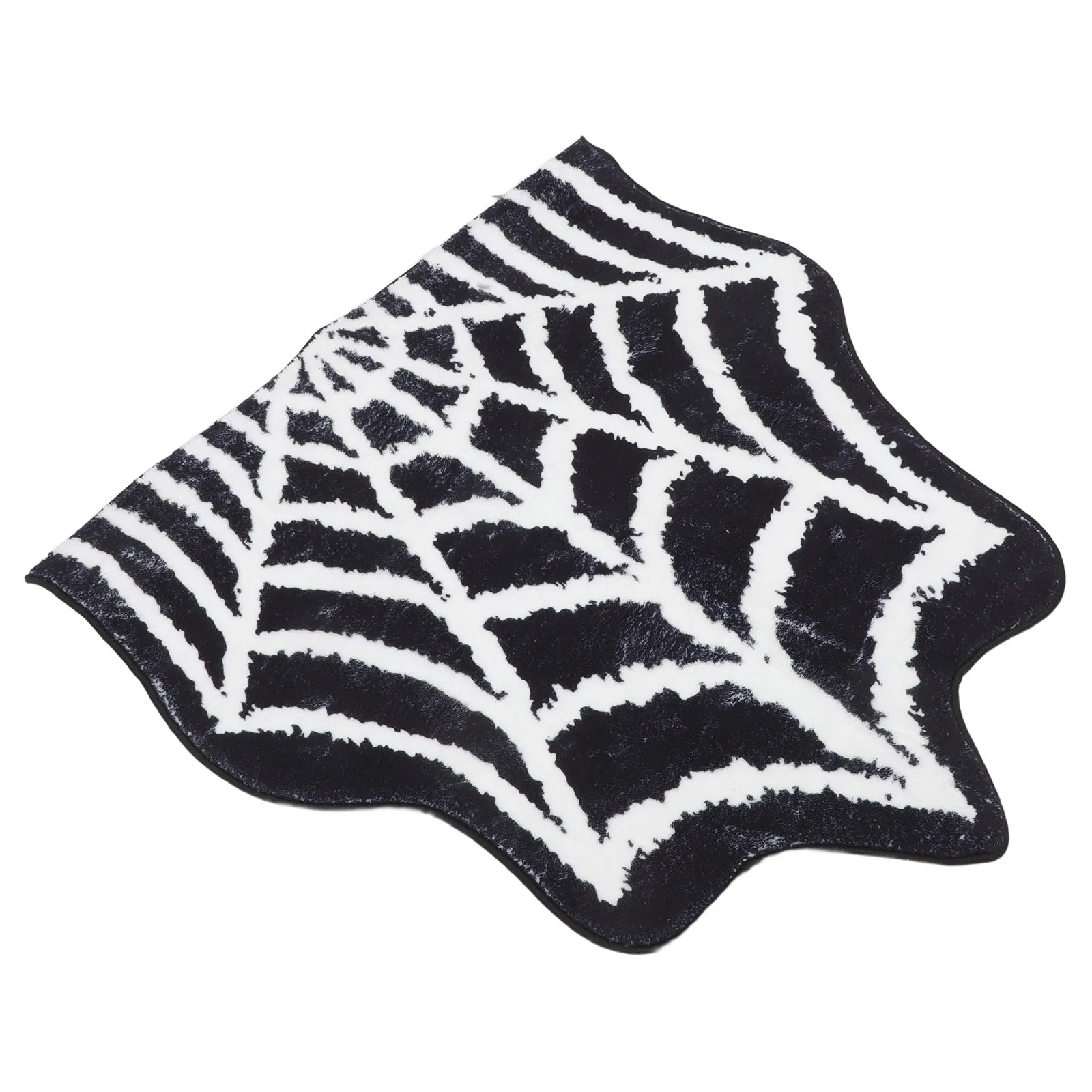 Halloween Spider Web Floor Mat Soft Faux Cashmere Non-Slip Absorbent Cobweb Rug Bathroom Kitchen Front Door Mat