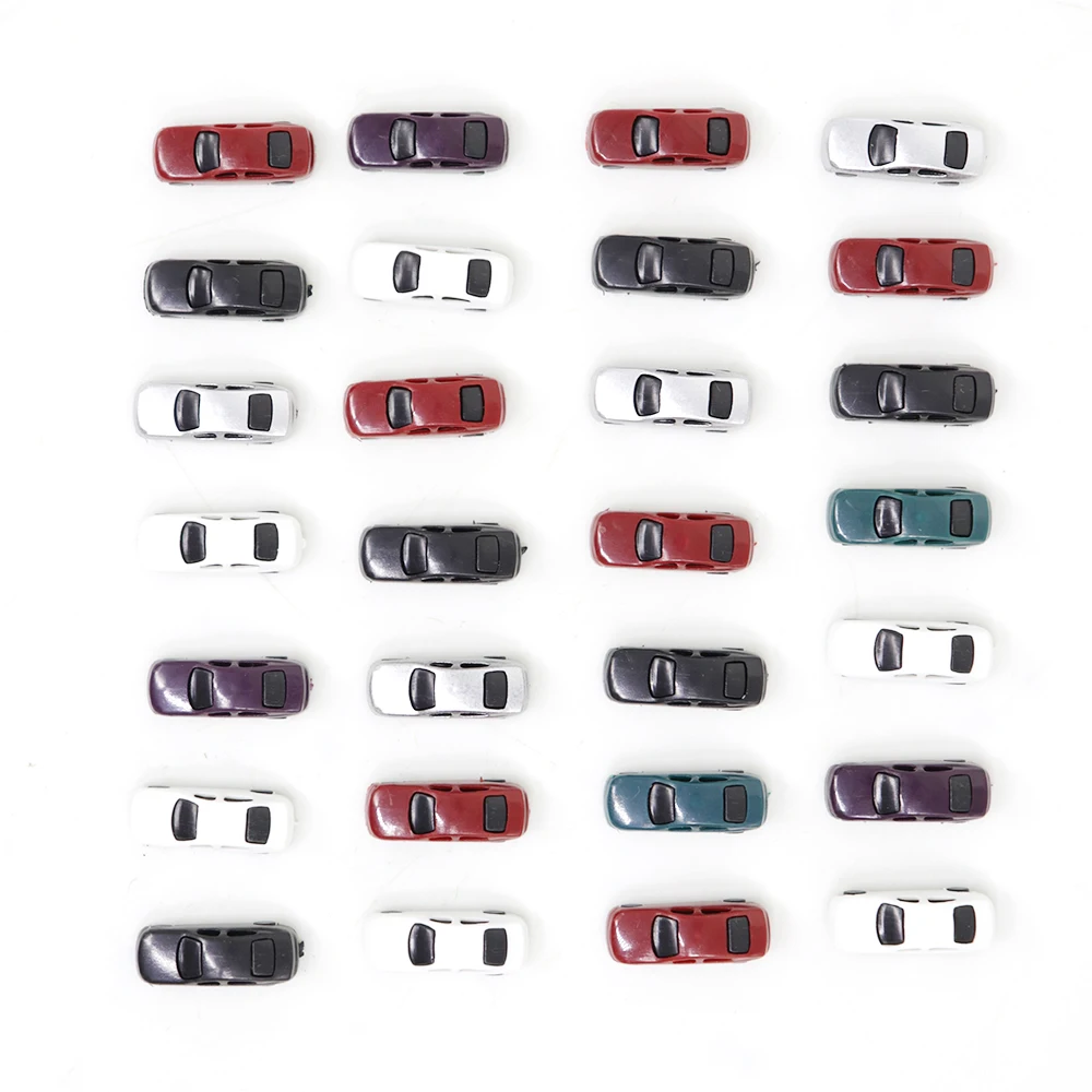 1:250-1:300 Scale Miniature Painted Model Cars ABS Plastic Vehicle Toys For Railroad Street Parking Scenery Diorama Crafts