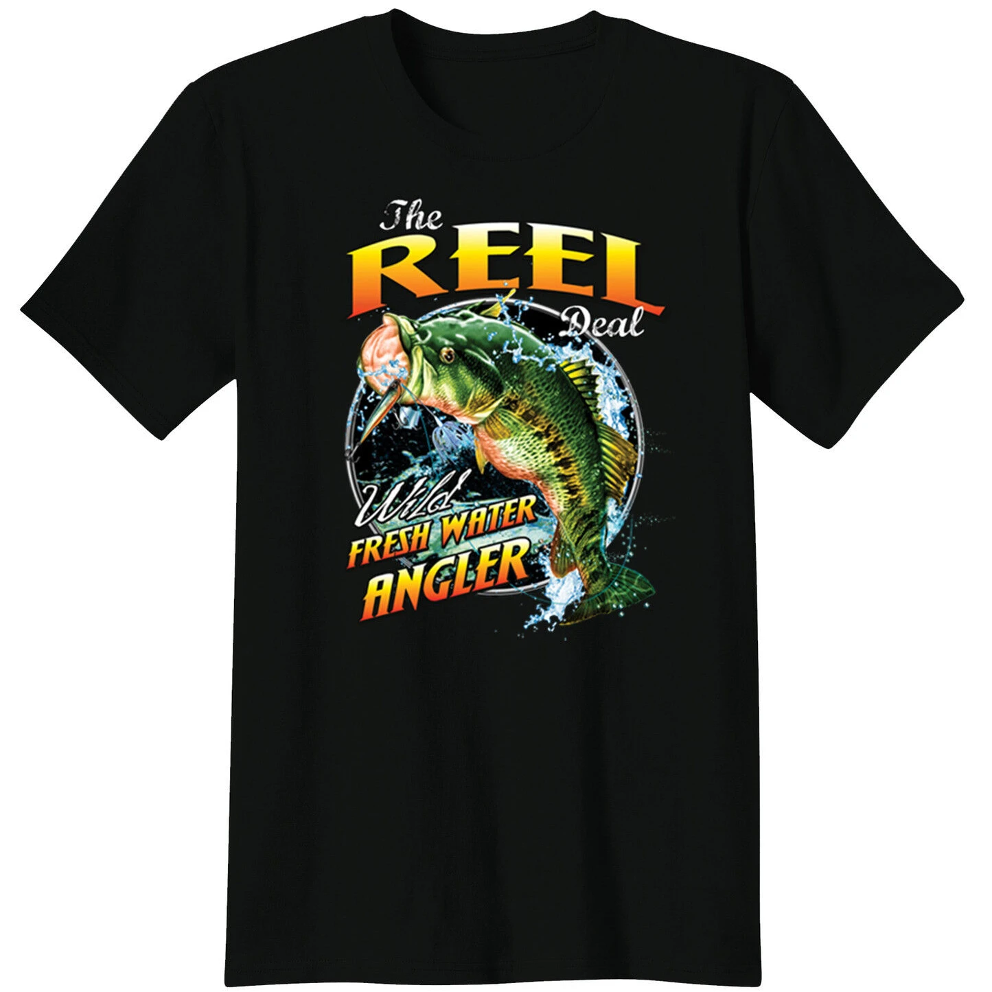 The Reel Deal Wild Freshwater Angler Funny Bass Fishing T Shirt New 100% Cotton Short Sleeve O-Neck T-shirt Casual Mens Top