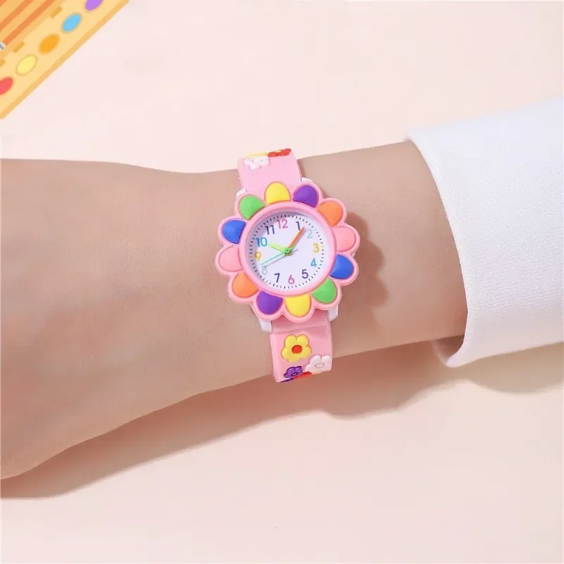 2024 New Smile Daisy Colourful Flowers Children's Gifts Watches Girls Kids Students Fashion Party Quartz Clock Wristwatches