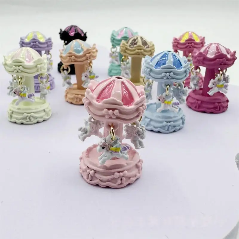 1Pc Holiday Theme Carousel Keychain Alloy Adornment Fantasy Christmas Decoration Ferris Wheel DIY Jewelry Accessory