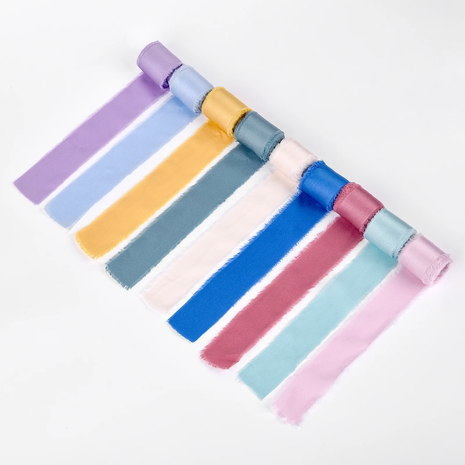 4 سنتيمتر * 5 ياردة اليد ممزقة حافة الساتان المتوترة الشريط البوليستر السلس لينة ل بطاقات المعايدة الزفاف باقات الهدايا التعبئة والتغليف ديكور