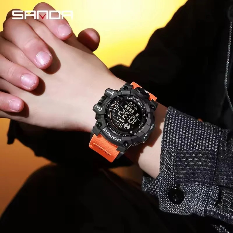 SANDA 6229 montre électronique pour hommes Sport multi fonctionnel LED étanche horloge militaire avancée hommes étudiant loisirs montre cadeau