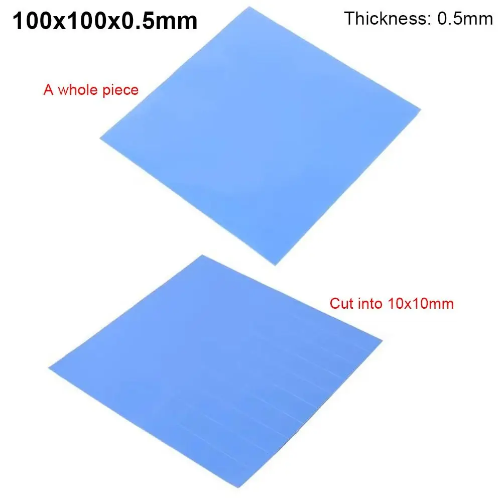1Pcs Durable 0.5mm Thickness Silicone Pad Heatsink Non-Conductive Blue Thermal Pad 100x100x0.5mm Cooling Pad for Laptop CPU GPU