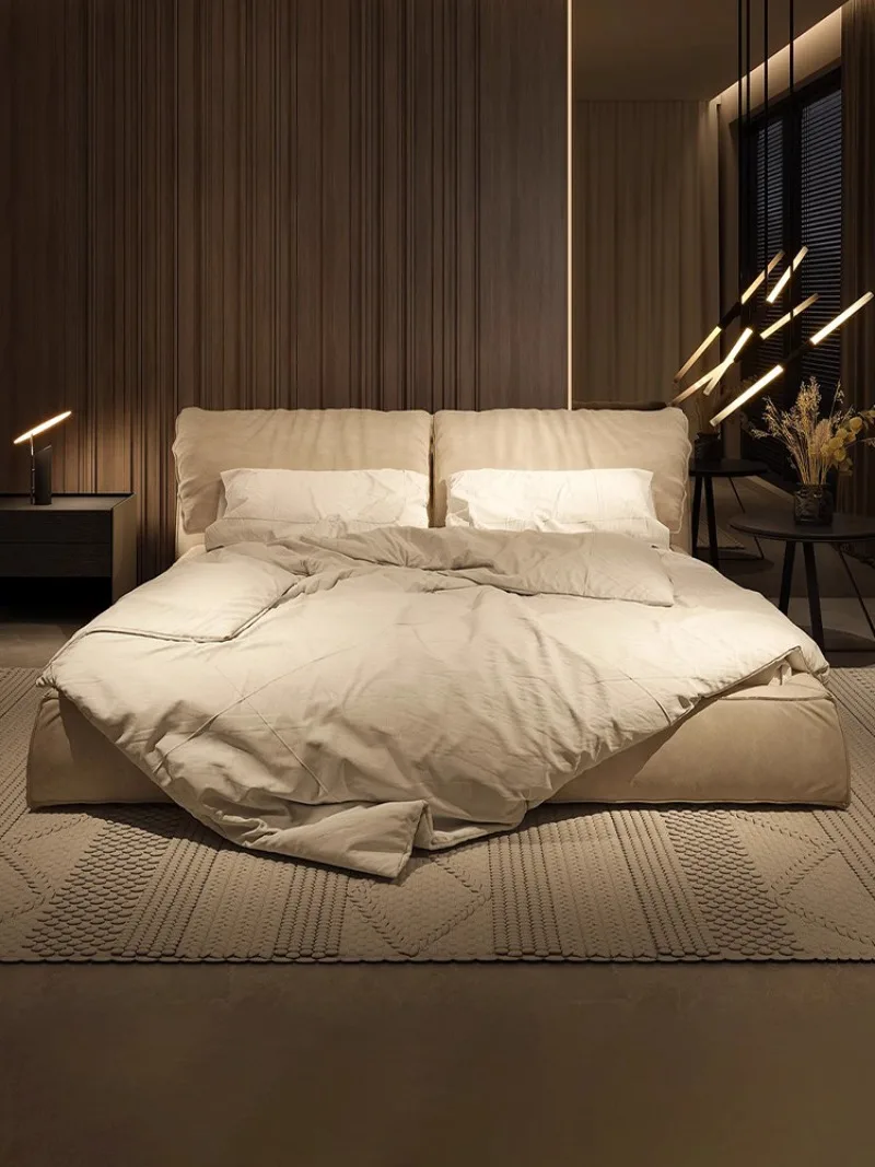 Elephant Ears Simple Modern Wabi Wind Cream Wind Fabric Bed Small Apartment Nordic Double Bed