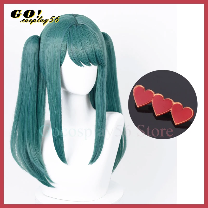 Peluca de vampiro Miku para Cosplay, coletas largas verdes, pelo corto sintético resistente al calor, Virtual Idol, Youtuber, Vtuber Twin Pigtails