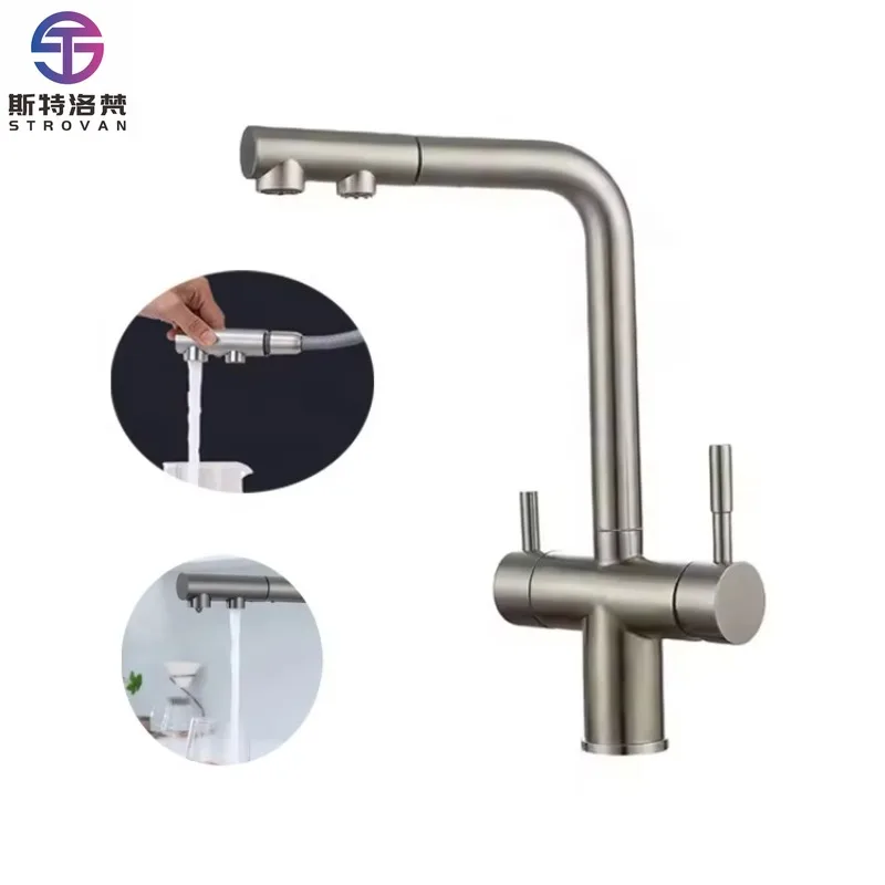 

Pull Out 304 Stainless Steel Kitchen Sink Faucet Brushed Finish Filter Kitchen Mixer Stainless Steel Kitchen Faucet