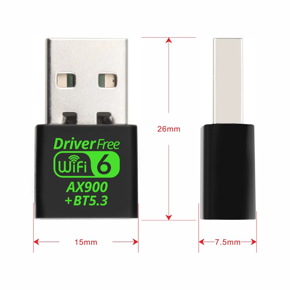 USB Wi-Fi Bluetooth 900 адаптер 2 в 1, 5,3 Мбит/с, 2,4 ГГц и 5 ГГц