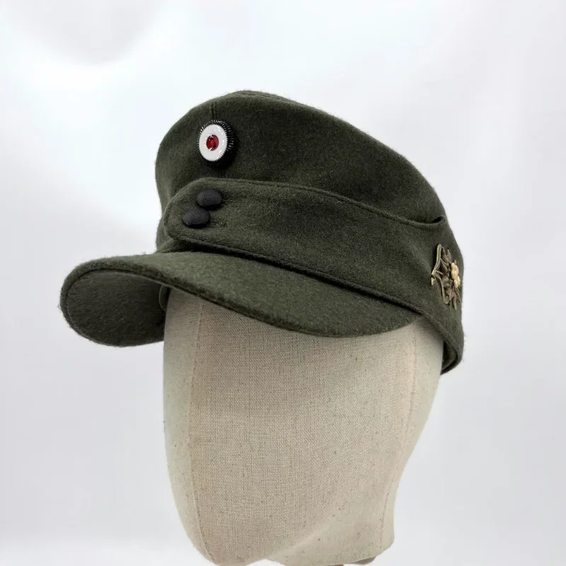 Green Wool German Field Cap Hat Metal Sniper Edelweiss Cap Patrol Hat - Image 5