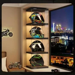 Folding Thickening Helmet Display Cabinet for Motorcycle Transparent Storage Boxes Helmet Storage Shelf Rack Corner Cabinet