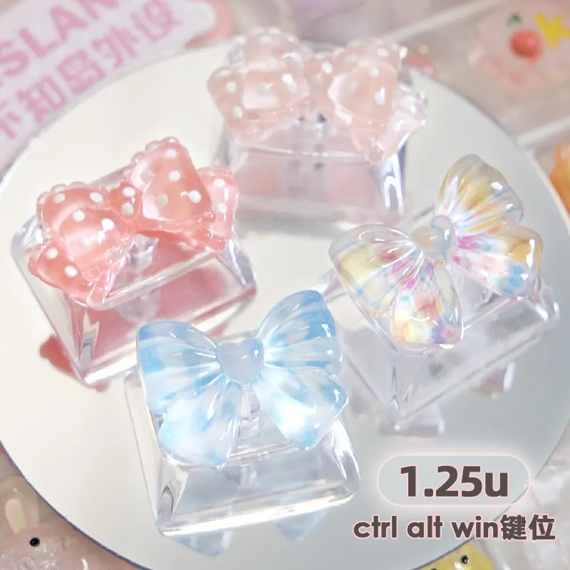 Translucent Keycaps Ctrl Key 1.25u Cute Bow Alt Keycap Single Customized for Cross-Axis Game Mechanical Keyboard Key Caps